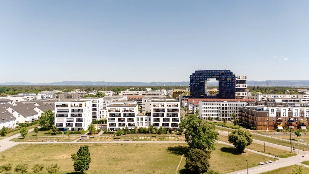 Eine Aufnahme von oben vom Wohnquartier Franklin.