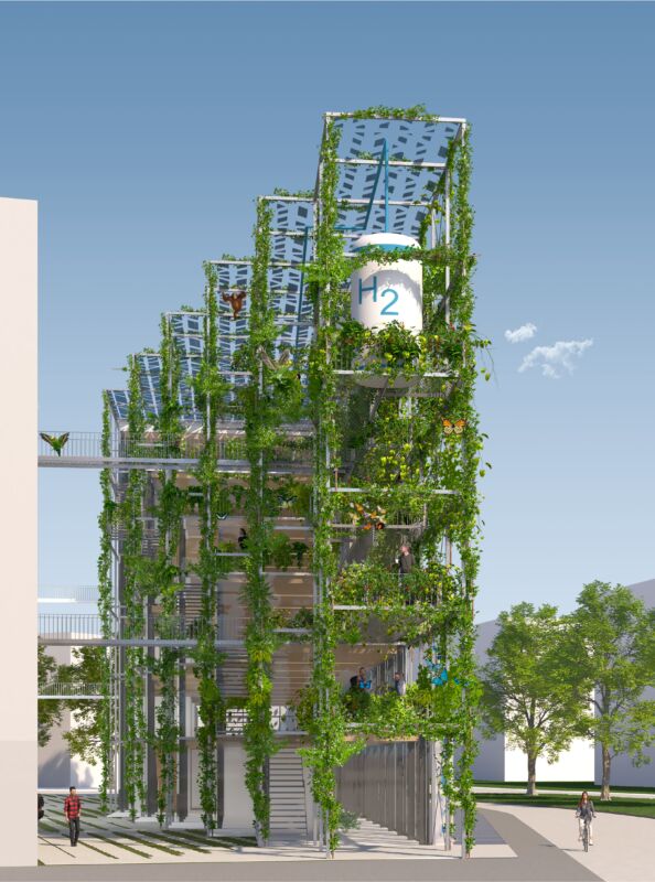 Innovationszentrum Green Tech_ARGE UTA Architekten und GdIF Gutiérrez de la Fuente Arquitectos_Perspektive 1