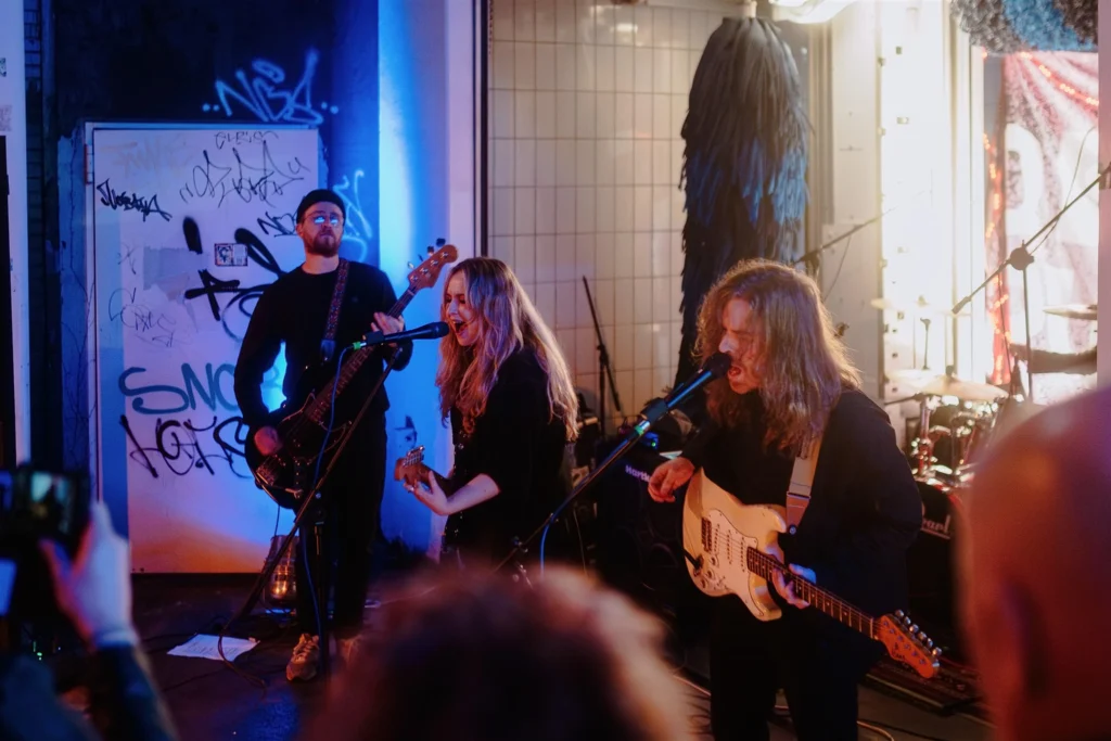 Live-Band bei einem Konzert vor Publikum.